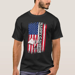 Camiseta Feliz Camper Bandera Americana Camping Hombres Sen