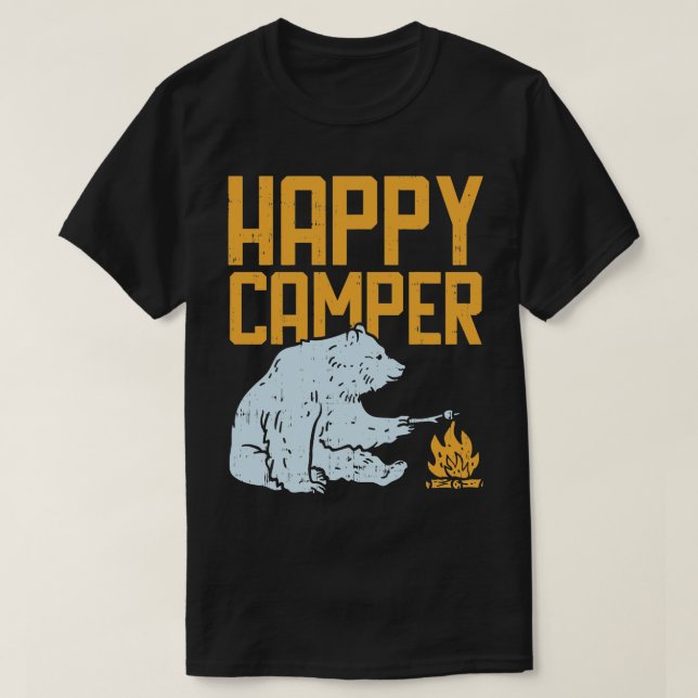 Camiseta Feliz Camper Bear Vacaciones Camping Campfire Ca (Diseño del anverso)