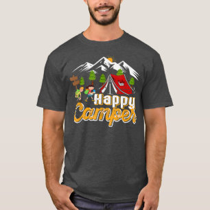 Camiseta Feliz Camper Camping Divertido Hombres Mujeres Niñ