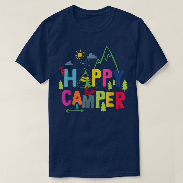 Camiseta Feliz Camper Camping Gracioso Regalo Hombres Mujer (Diseño del anverso)