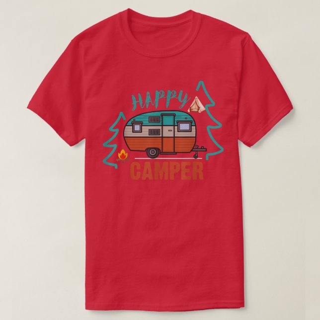 Camiseta Feliz Camper Camping Gracioso Regalo Hombres Mujer (Diseño del anverso)