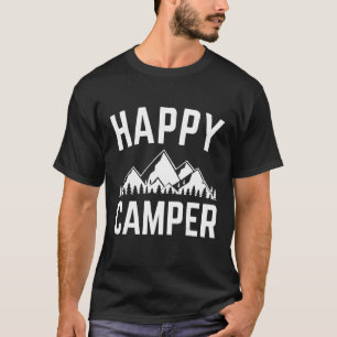 Camiseta Feliz Camper Camping Montañas Senderismo Cute Grap