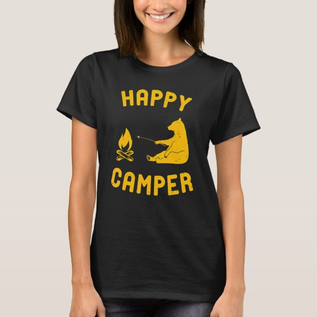 Camiseta Feliz Camper Con Oso Y Fuego (Anverso)
