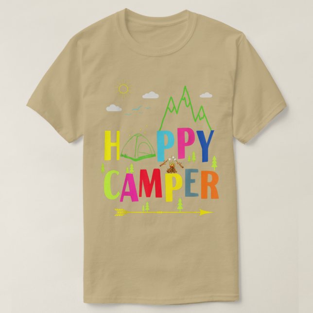 Camiseta Feliz Camper Cute Vintage Camping Lover (Diseño del anverso)