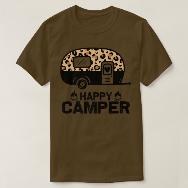 Camiseta Feliz Camper Leopard Gracioso Camping Crew (Diseño del anverso)