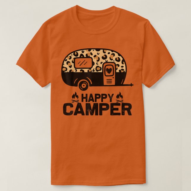 Camiseta Feliz Camper Leopard Gracioso Camping Crew (Diseño del anverso)