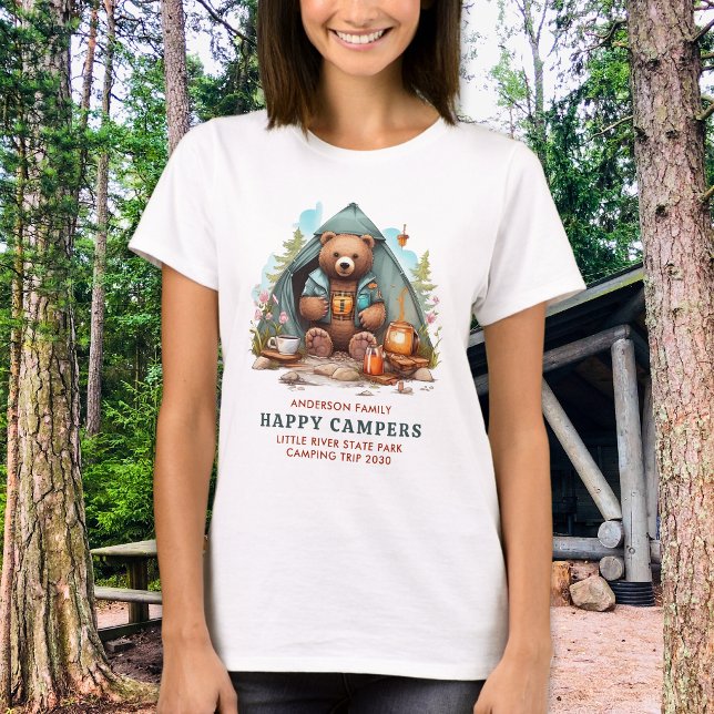 Camiseta Feliz Camper Personalizado Familia Corto Oso de Ca (Subido por el creador)