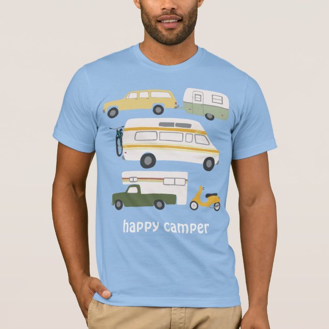 Camiseta ¿FELIZ CAMPER? Personalizado RV de remolque de cam (Anverso)