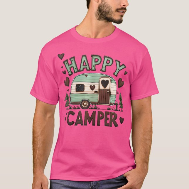 Camiseta Feliz Camper Retro Nostalgic Cute Heart Campi (Anverso)