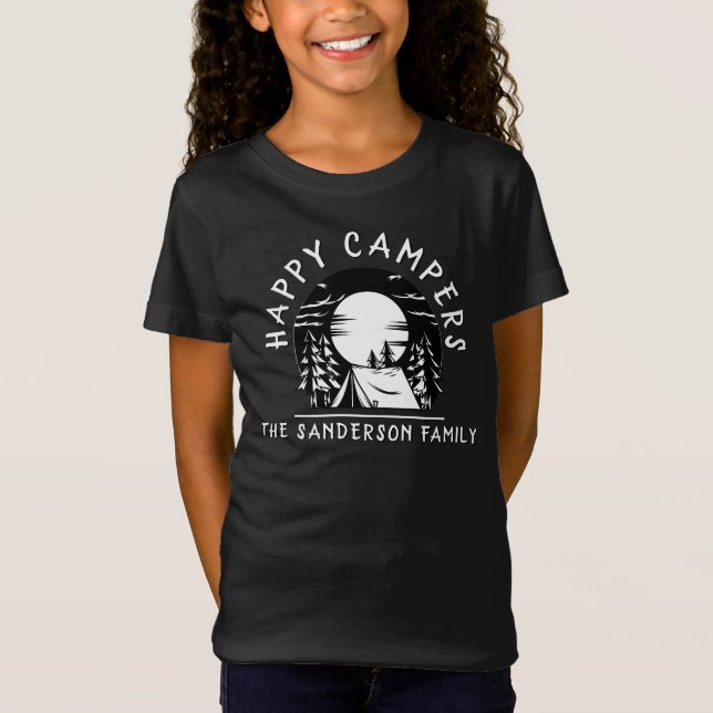 Camiseta Feliz Campers Familia Nombre Camping Viaje Blanco  (Anverso)