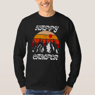 Camiseta Feliz Camping Camper Mountains Sunset Outdoorsman