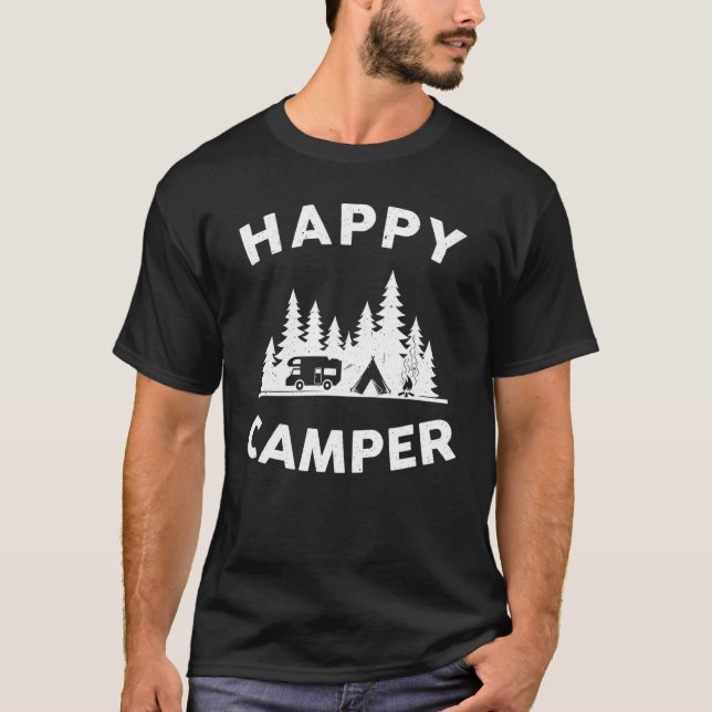 Camiseta Feliz Camping De Camper Para Hombres, Mujeres Y Ni (Anverso)