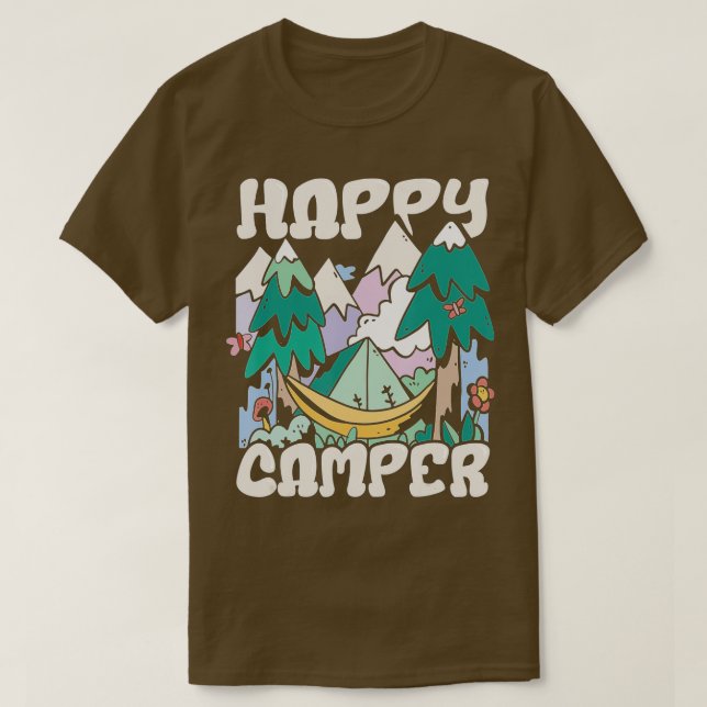 Camiseta Feliz Camping Guay de carpas de camping (Diseño del anverso)