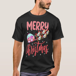 Camiseta Feliz camping navideño divertida Santa Chicken Cam