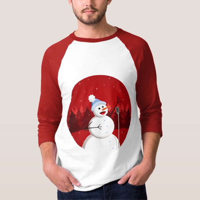 Camiseta Feliz canto de Navidades de Snowman niños oscuros (Anverso)