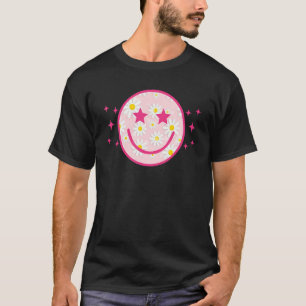 Camiseta Feliz Cara Sonrisa Rosa Daisy Flor Para Hombres Mu