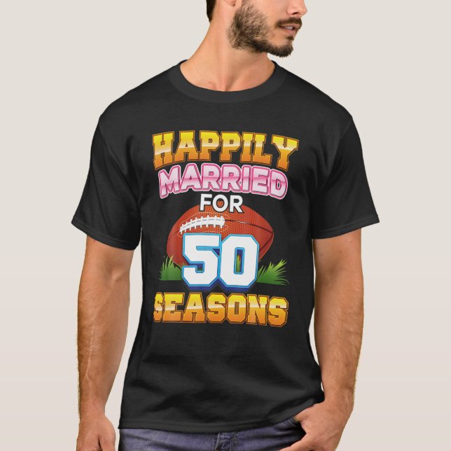 Camiseta Feliz Casamiento Por 50 Estaciones De Fútbol Años  (Anverso)