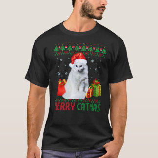 Camiseta Feliz Catmas Gato Feo Navidad Angora Turca Mamá