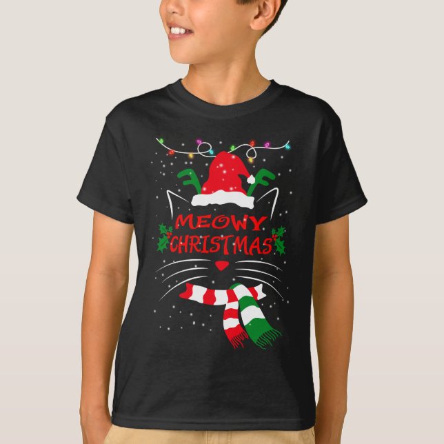 Camiseta FELIZ CATMAS, regalo de Navidades de felinos, gato (Anverso)