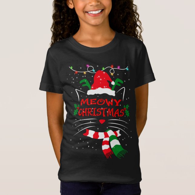 Camiseta FELIZ CATMAS, regalo de Navidades de felinos, gato (Anverso)