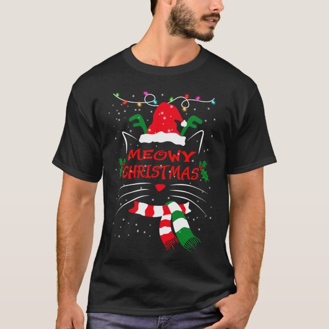 Camiseta FELIZ CATMAS, regalo de Navidades de felinos, gato (Anverso)