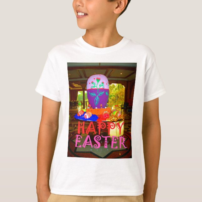 Camiseta Feliz centro de Huevo de Pascua para primavera (Anverso)