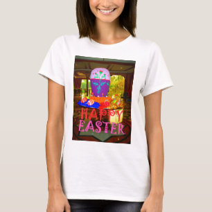 Camiseta Feliz centro de Huevo de Pascua para primavera