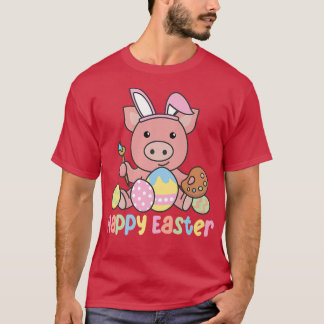 Camiseta Feliz Cerdo De Pascua Por Pascua Con Huevos De Pas