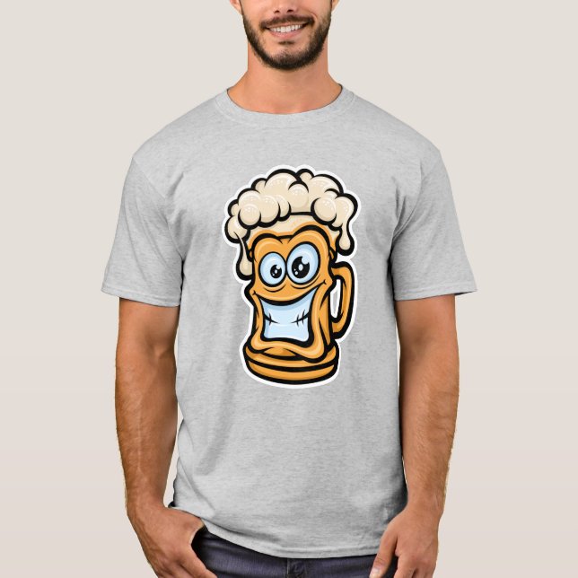 Camiseta Feliz Cerveza Mug, Ilustracion divertido (Anverso)