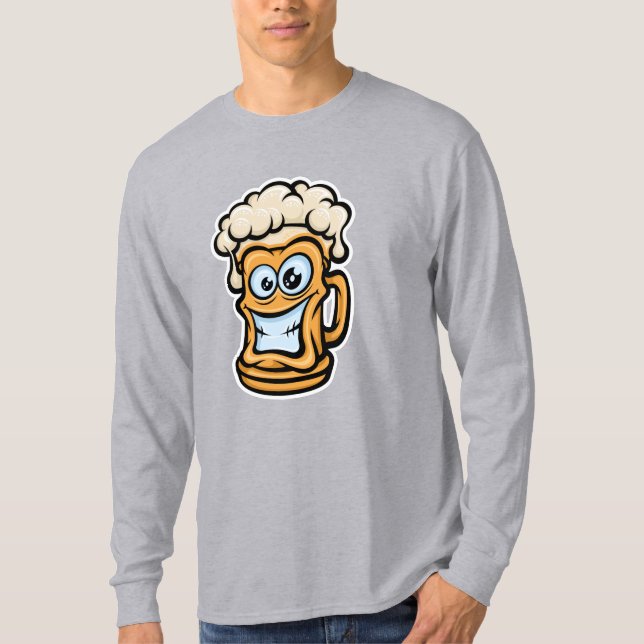 Camiseta Feliz Cerveza Mug, Ilustracion divertido (Anverso)