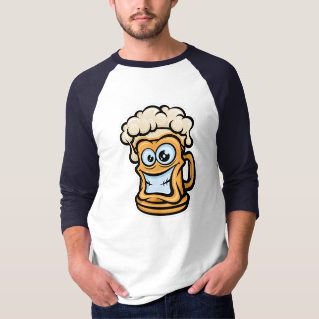Camiseta Feliz Cerveza Mug, Ilustracion divertido (Anverso)