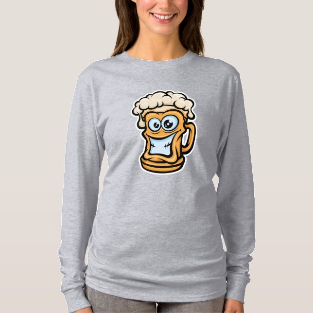 Camiseta Feliz Cerveza Mug, Ilustracion divertido (Anverso)