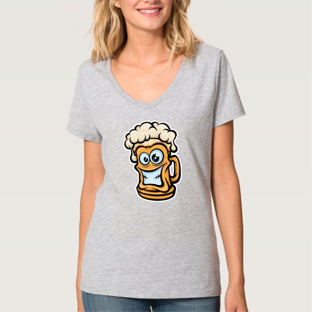 Camiseta Feliz Cerveza Mug, Ilustracion divertido (Anverso)