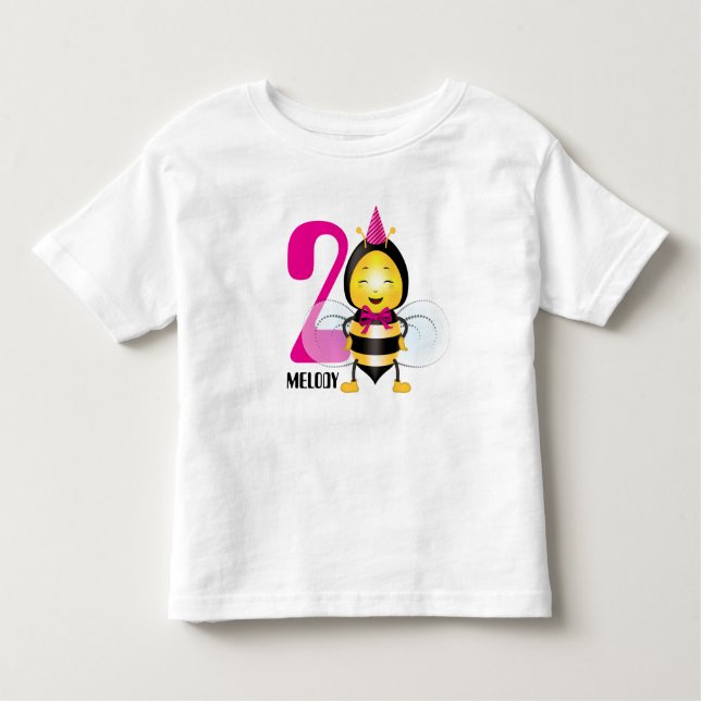 Camiseta feliz Chica de abejas para el cumpleaños  (Anverso)