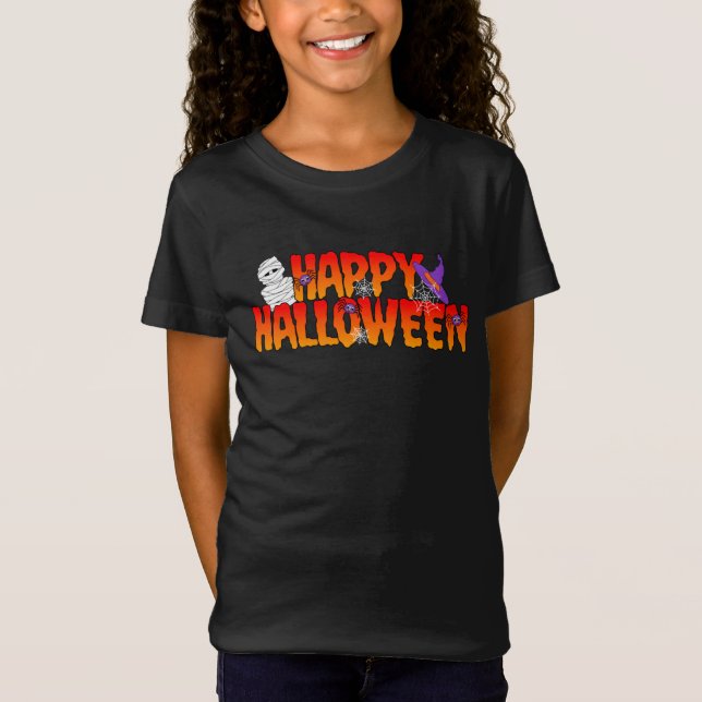 Camiseta Feliz Chica gráfico de Halloween (Anverso)