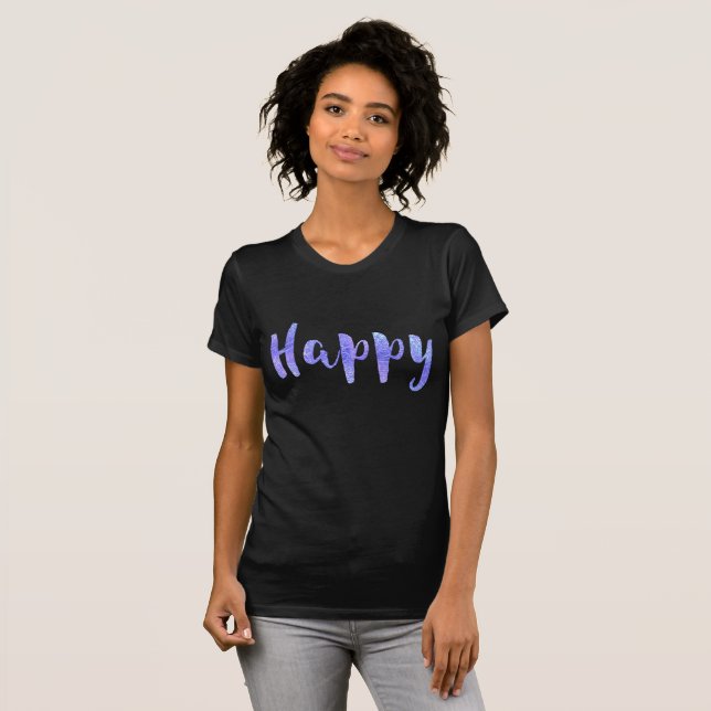 Camiseta FELIZ Chicas de guión púrpura de Bonito irlandés (Anverso completo)