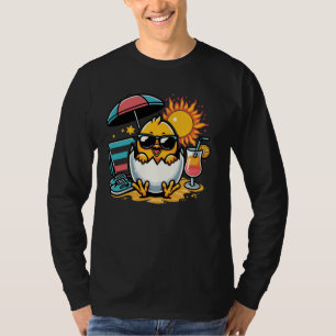 Camiseta Feliz Chick Con Sombras Playa Diversión Vacaciones