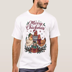 Camiseta Feliz Chickmas Navidad Pollos Sombreros Regalos Sn