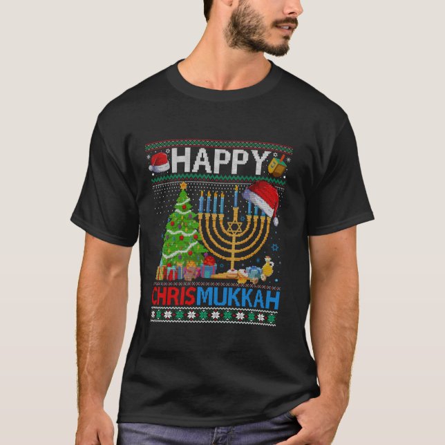 Camiseta Feliz Chrismukkah Divertidos Navidades judíos Hanu (Anverso)