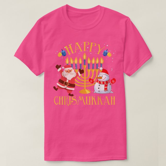 Camiseta Feliz Chrismukkah Funny Navidades de Hanukkah Jewi (Diseño del anverso)
