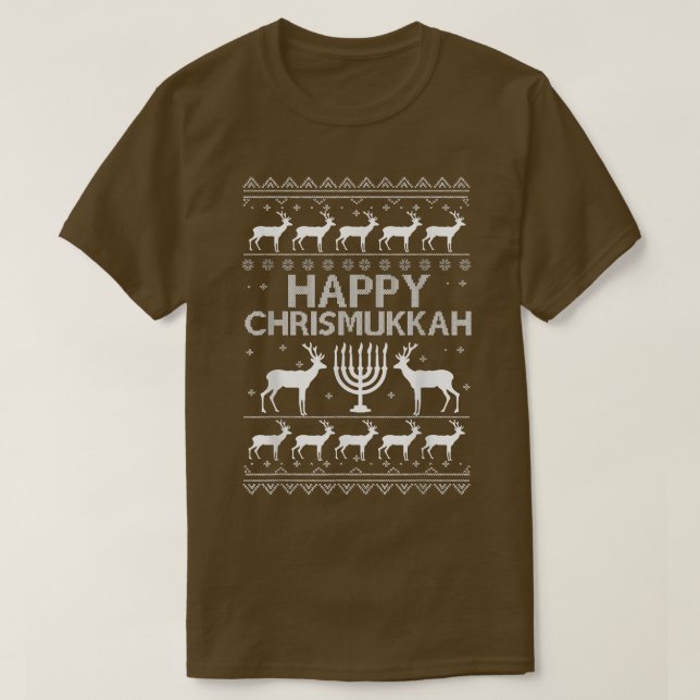 Camiseta Feliz Chrismukkah Funny Navidades y Hanukkah (Diseño del anverso)