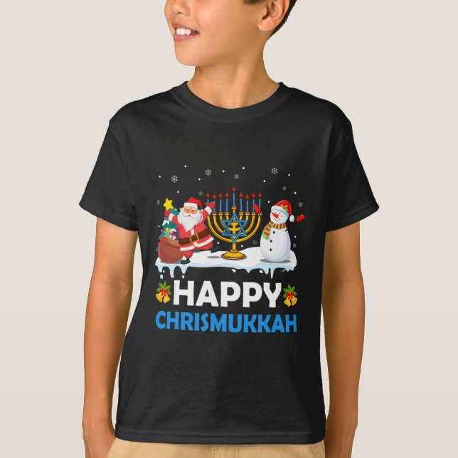 Camiseta Feliz Chrismukkah Hanukkah Diversión Feliz Navidad (Anverso)