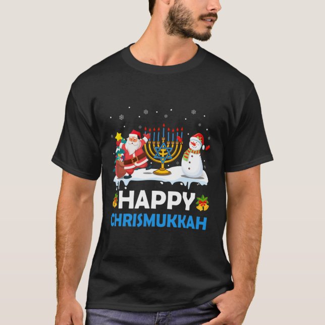 Camiseta Feliz Chrismukkah Hanukkah Diversión Feliz Navidad (Anverso)