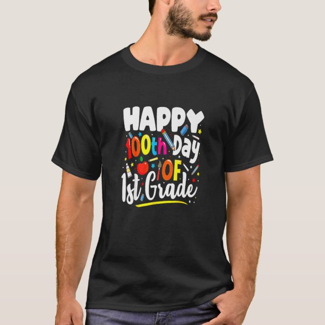 Camiseta Feliz Ciento Día De La Escuela 100 Maestra De Prim (Anverso)