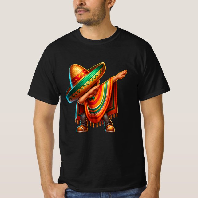 Camiseta Feliz Cinco de Mayo Fiesta de Dabbing Poncho (Anverso)