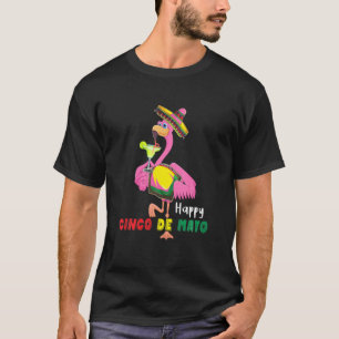 Camiseta Feliz Cinco De Mayo Flamingo Beber Margarita Fl