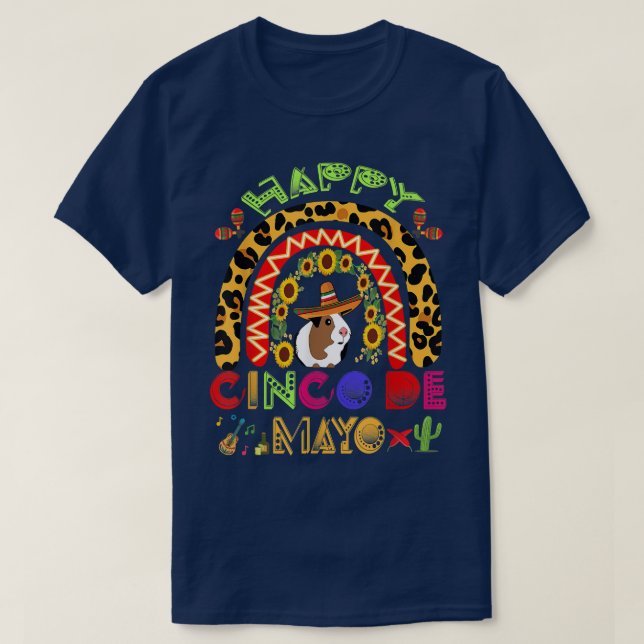 Camiseta Feliz Cinco De Mayo Gracioso Cerdo De Guinea Con S (Diseño del anverso)