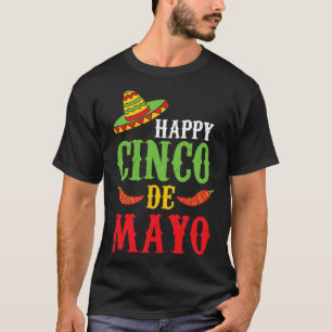 Camiseta Feliz Cinco de Mayo, pimientos de Sombrero 5 de ma