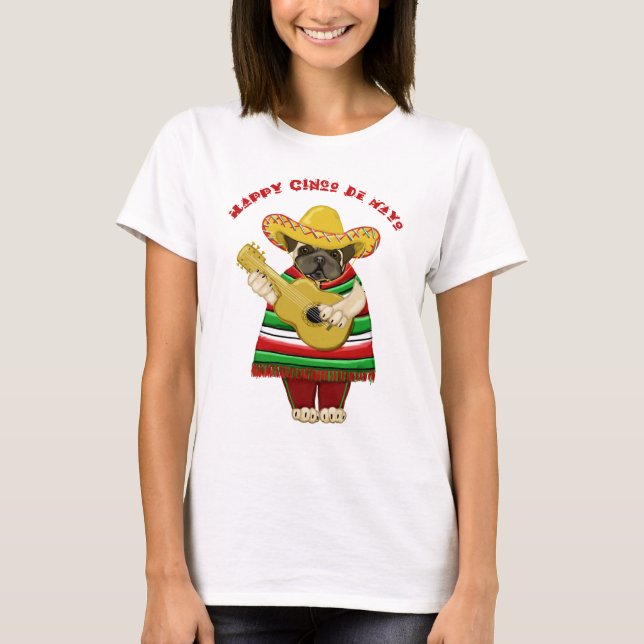 Camiseta Feliz Cinco de Mayo Pug Tees (Anverso)
