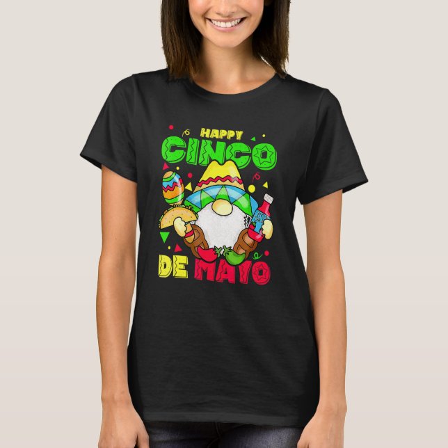Camiseta Feliz Cinco De Mayo Taco Mexicano Gnome Cinco De M (Anverso)